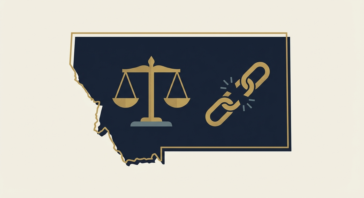 Montana state outline with scales of justice representing AWDTSG post removal services